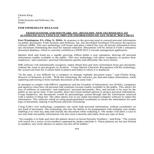 Press Release IDR Redaction