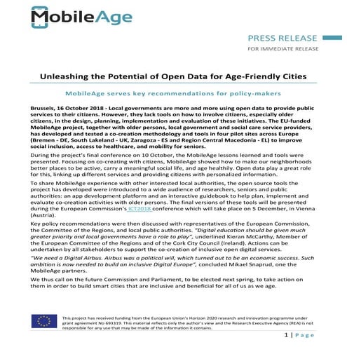 2nd Press Release - Mobile Age project