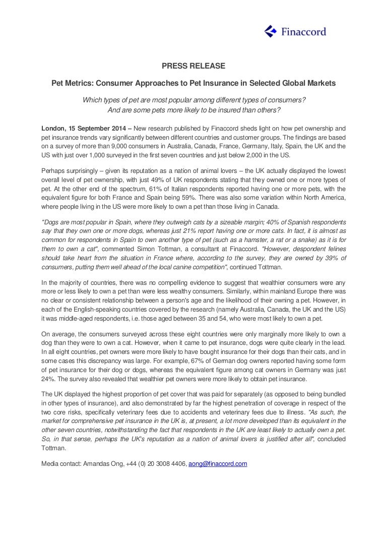 Press Release Pet Metrics Consumer Approaches To Pet Insurance In