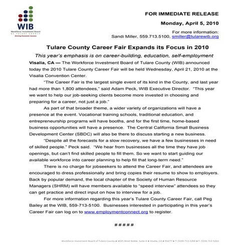 Press release wib career fair04.05.10