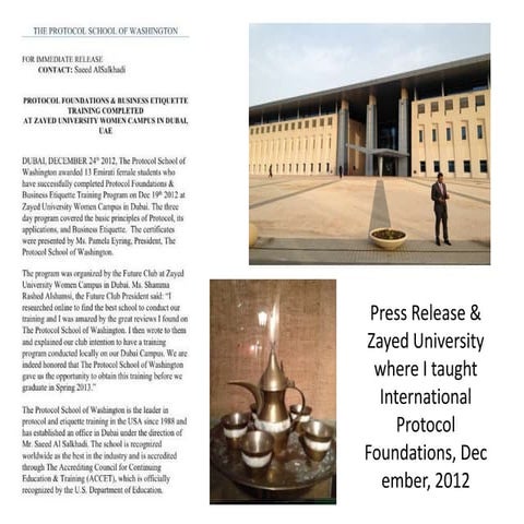 Press release & zayed university where i taught