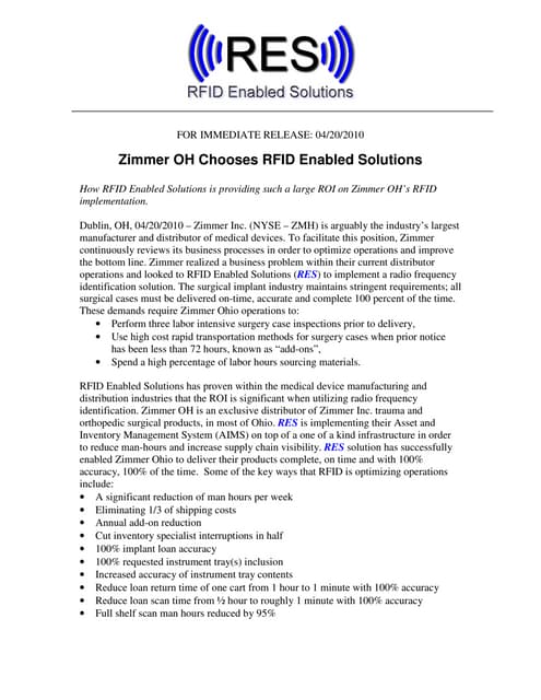 Press release zimmer