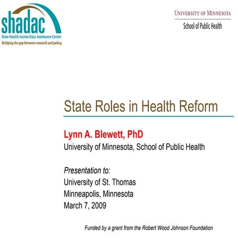 State Roles in Health Reform