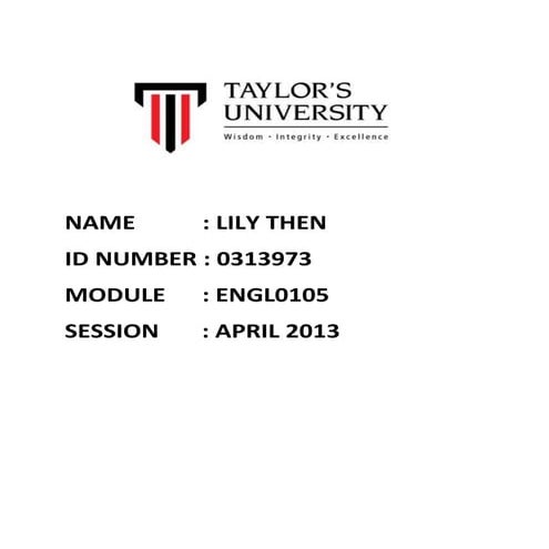 ENGLISH 1 ASSIGNMENT - Essay Writing