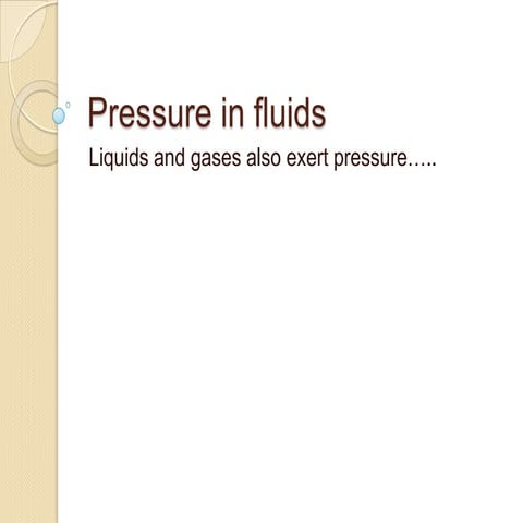 Pressure in fluids