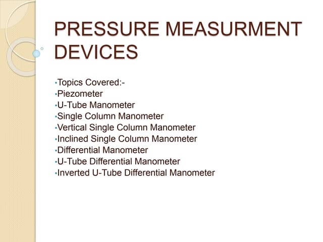 Types of manometers | PPTX