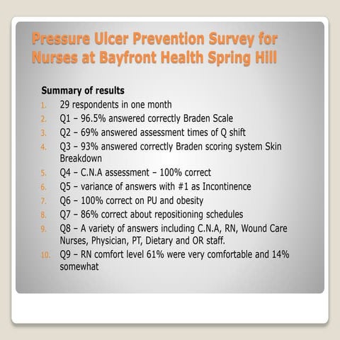 Pressure Ulcer survey tool for inpatient nurses knowledge assesment