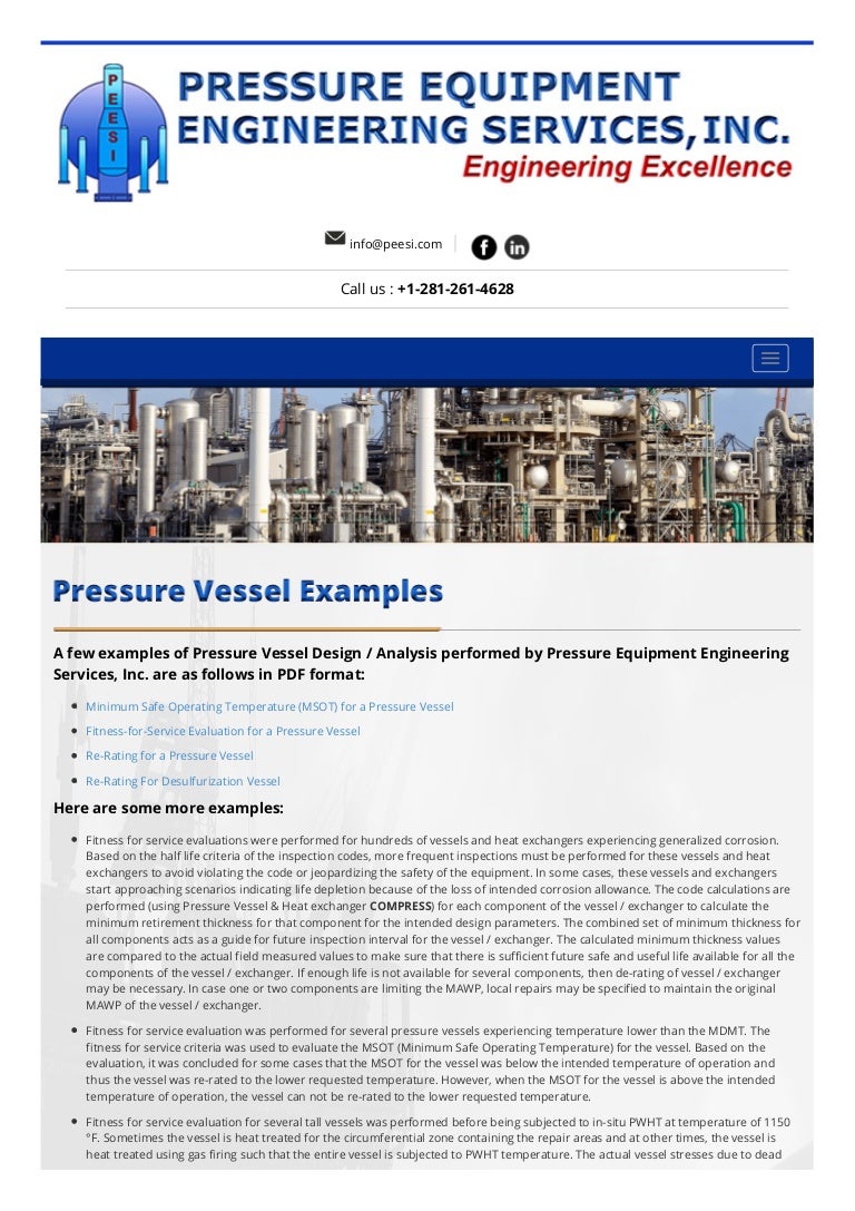 Pressure vessel calculations