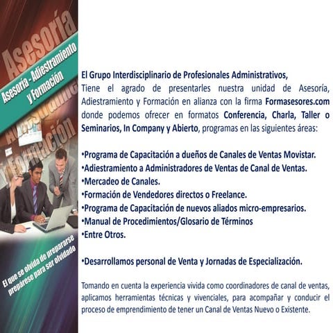 Prestamos servicios de asesorias en ventas