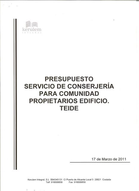 Presupuesto kerulem consejería