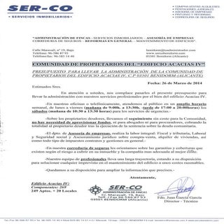 Presupuesto para c.p. ed. acacias iv
