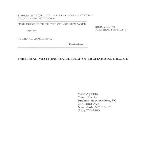 Richard Aquilone - Pretrial Motion | PDF