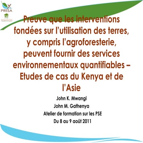 Preuve que les interventions fondées sur l utilisation des terres