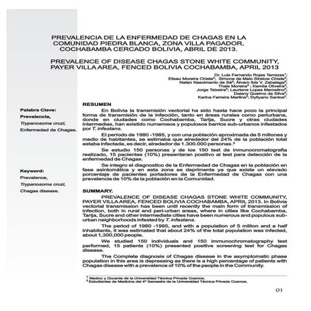 Prevalencia de la enfermedad de chagas.