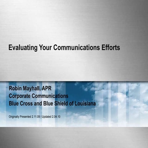 Evaluating Your Communications Efforts