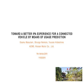 TOWARD A BETTER IPA EXPERIENCE FOR A CONNECTED VEHICLE BY MEANS OF USAGE PREDICTION