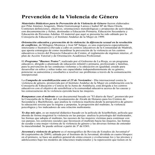 Prevención de la violencia de género