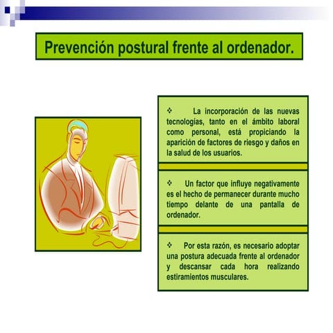 Prevención postural frente al ordenador
