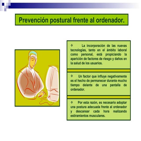 Prevención postural frente al ordenador