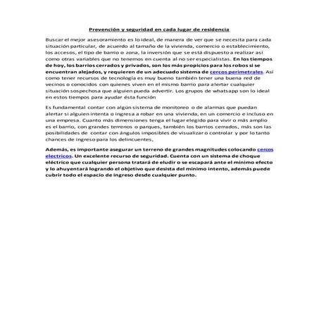 Prevencion y seguridad en cada lugar de residencia