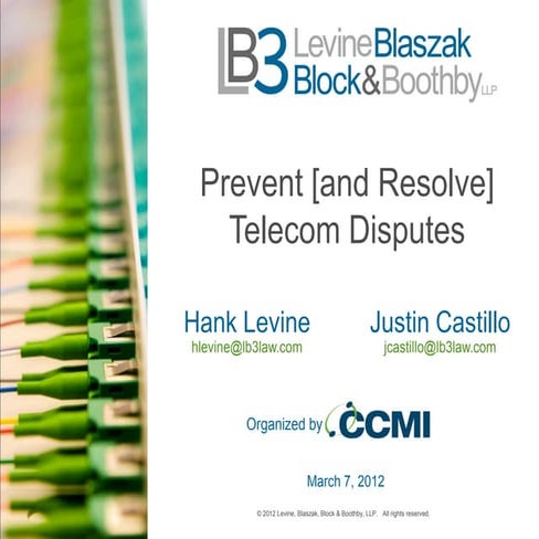 Prevent and Resolve Telecom Disputes