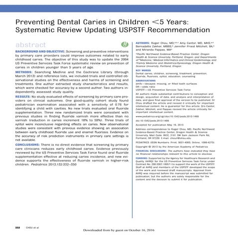 Preventing dental caries in children ,5 years | PDF