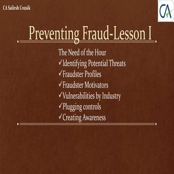 Preventing fraud   Lesson-I