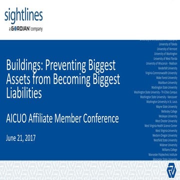 The State of Facilities: Preventing Your Biggest Asset from Becoming Your Biggest Liability_Sightlines - AICUO 2017