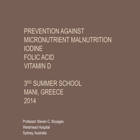 Prevention against micronutrient malnutrition