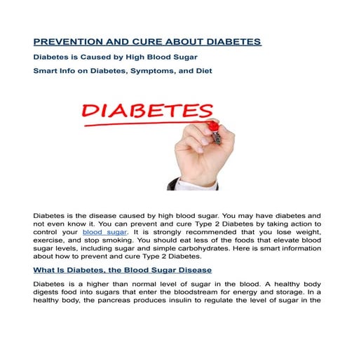 Prevention and cure about diabeties