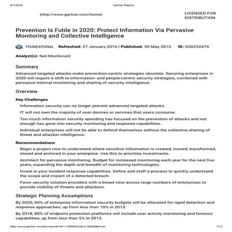 Prevention is futile in 2020 - Gartner Report in Retrospect