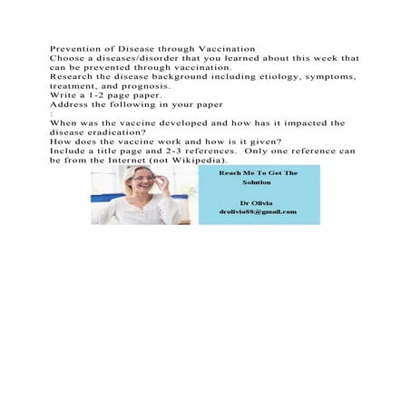 Prevention of Disease through VaccinationChoose a diseasesdisorde.docx