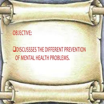 Prevention of mental health problems | PPTX