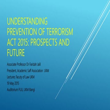 Understanding Prevention Of Terrorism Act 2015: Prospects And Future | PPT