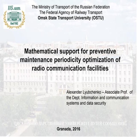 Mathematical support for preventive maintenance periodicity optimization of radiocommunication facilities