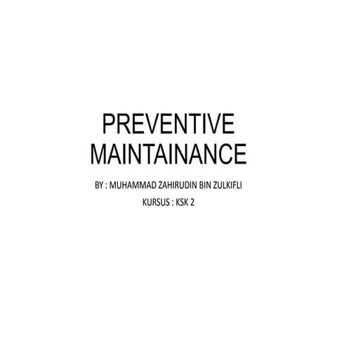 Preventive maintainance 2