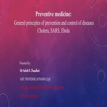 Preventive medicine cholera, sars, ebola virus