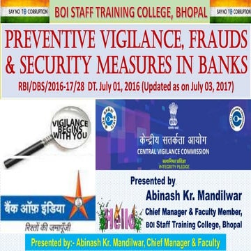 Preventive Vigilance, Frauds & Security Measures in banks