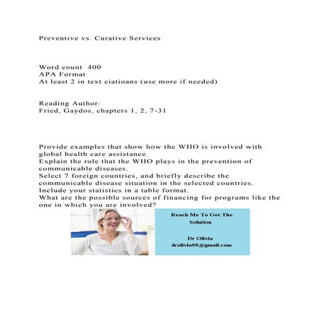 Preventive vs. Curative ServicesWord count  400APA Format .docx