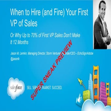 Sneak Preview:  SaaStr at Dreamforce;  When to Hire (and Fire) Your VP of Sales