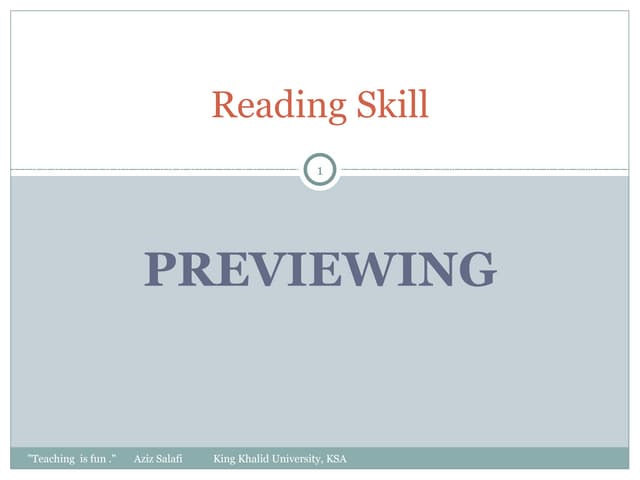 Previewing ( prereading skill )