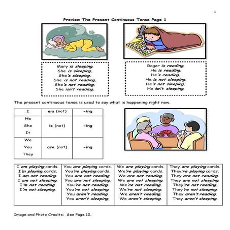 Preview ESL The Present Continuous Tense Practice Booklet