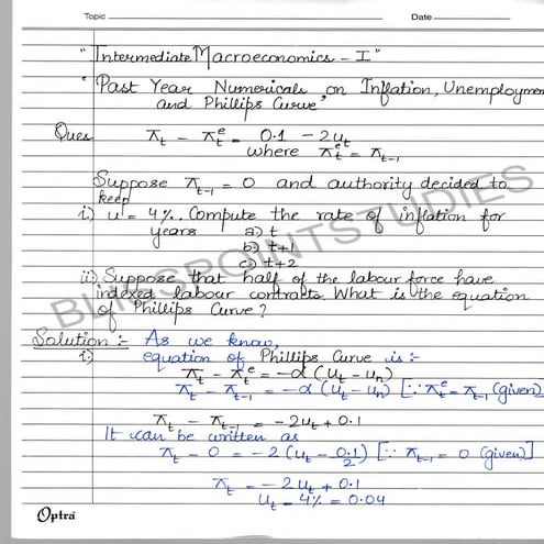 Previous Year Questions Numericals Of Inflation Unemployment Pdf