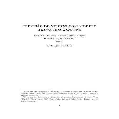 Previsão de vendas com modelo Arima Box-Jenkins