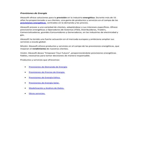 Previsiones de la demanda energía