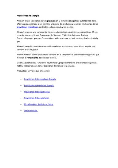 Previsiones de la demanda energía