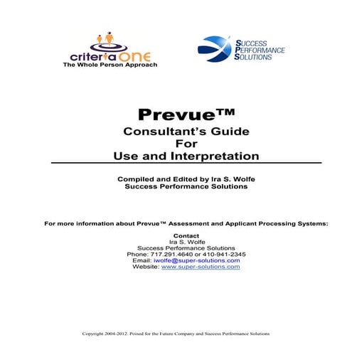 Prevue Guide Book: Hiring Workbook for consultants, HR, and  managers