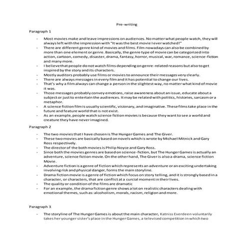 Prewriting english assignment 1