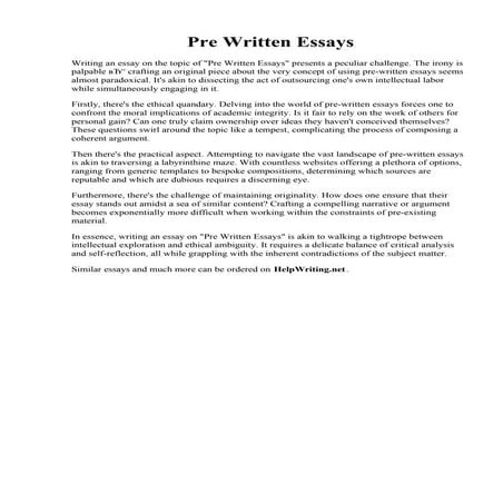 Pre Written Essays. 001 Essay Example Professional  Thatsnotus