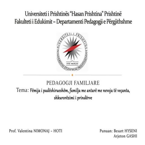 Prezantimi pedagogji familjare | PPTX